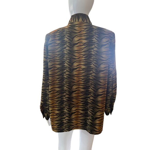 VTG Beverly Rose USA XL collared long sleeve button front top silky Mod punk - Picture 4 of 7